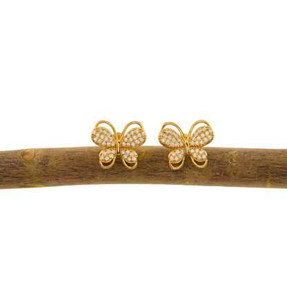 Brinco Borboleta Encanto Cravejado Banhado