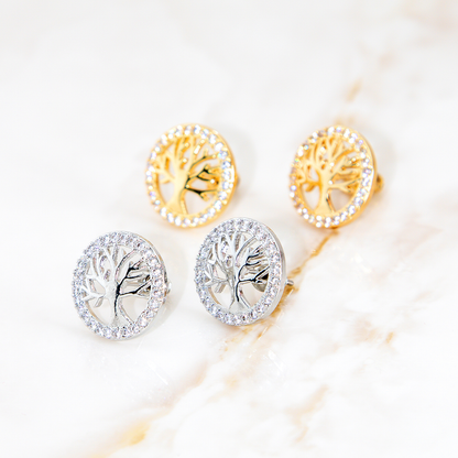 Brinco Redondo Galho Cravejado Banhado