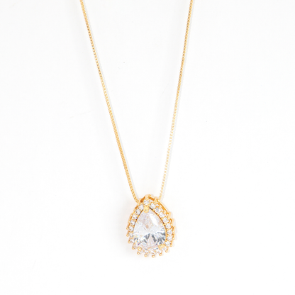 Conjunto Gota Grande Cravejado Banhado