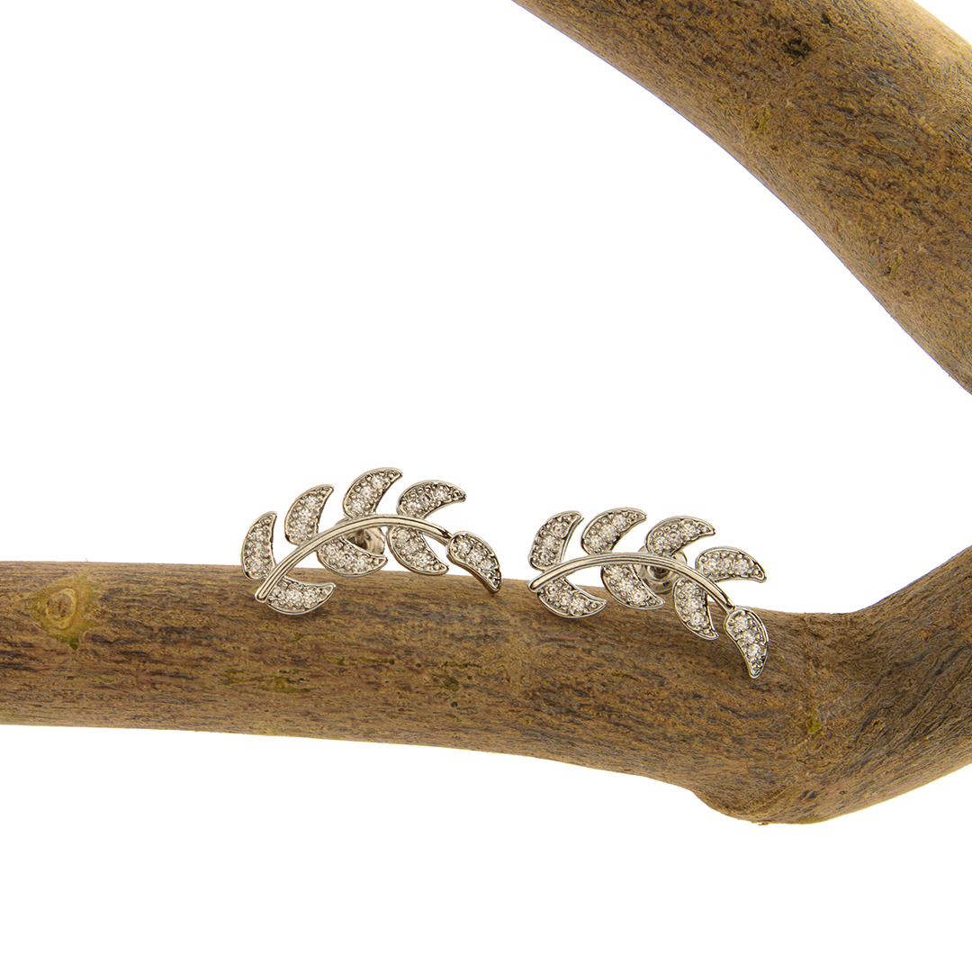 Brinco Earcuff Ramos Cravejado Banhado