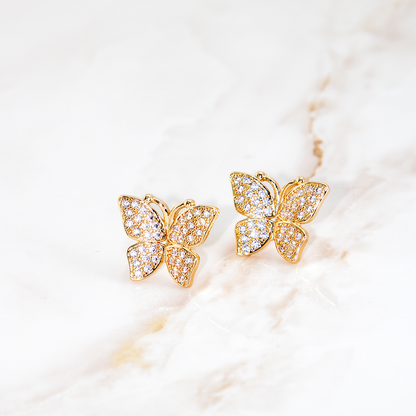 Brinco Borboleta Brilhante Cravejado E Banhado