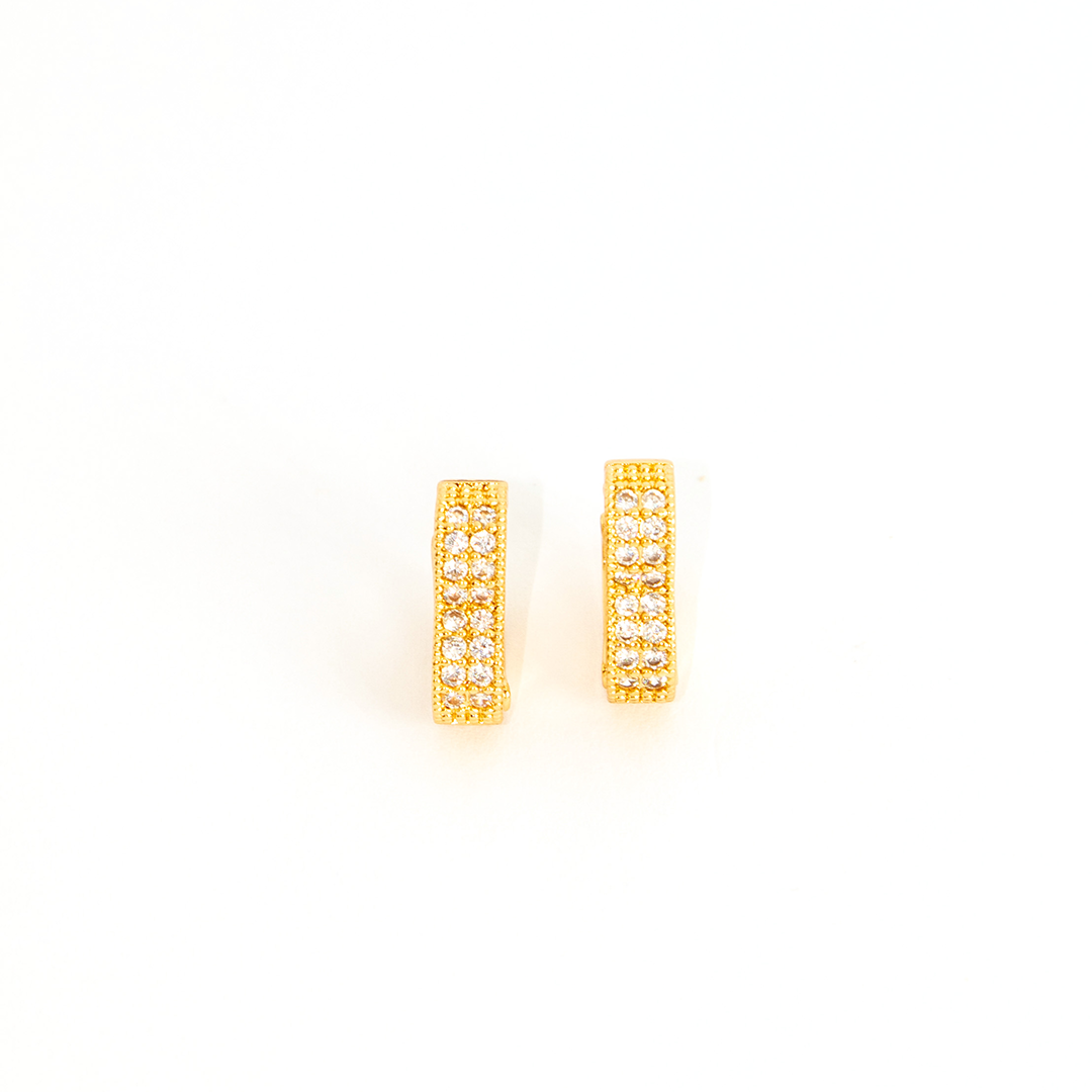 Brinco Argola Coração Duplo Cravejado Banhado