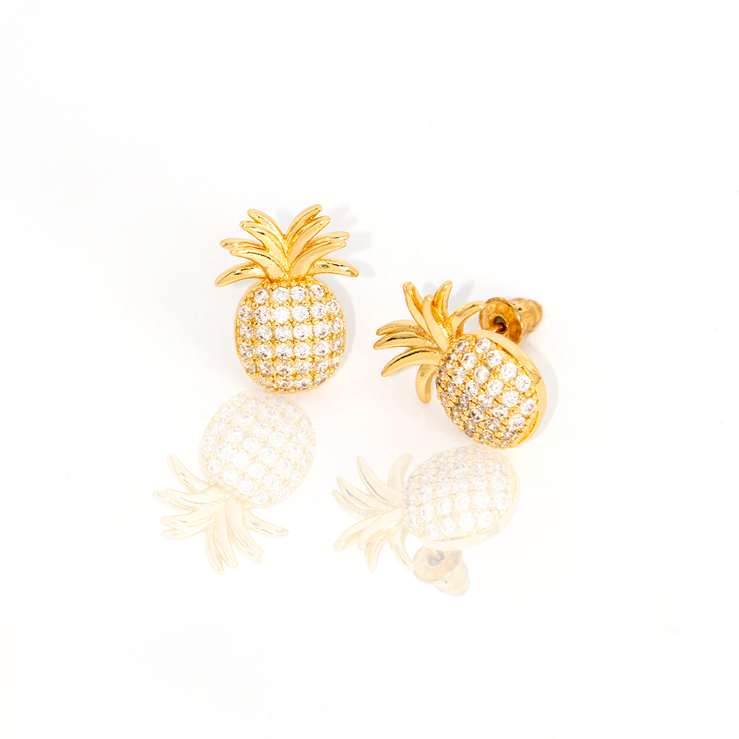 Brinco Abacaxi Cravejado Banhado