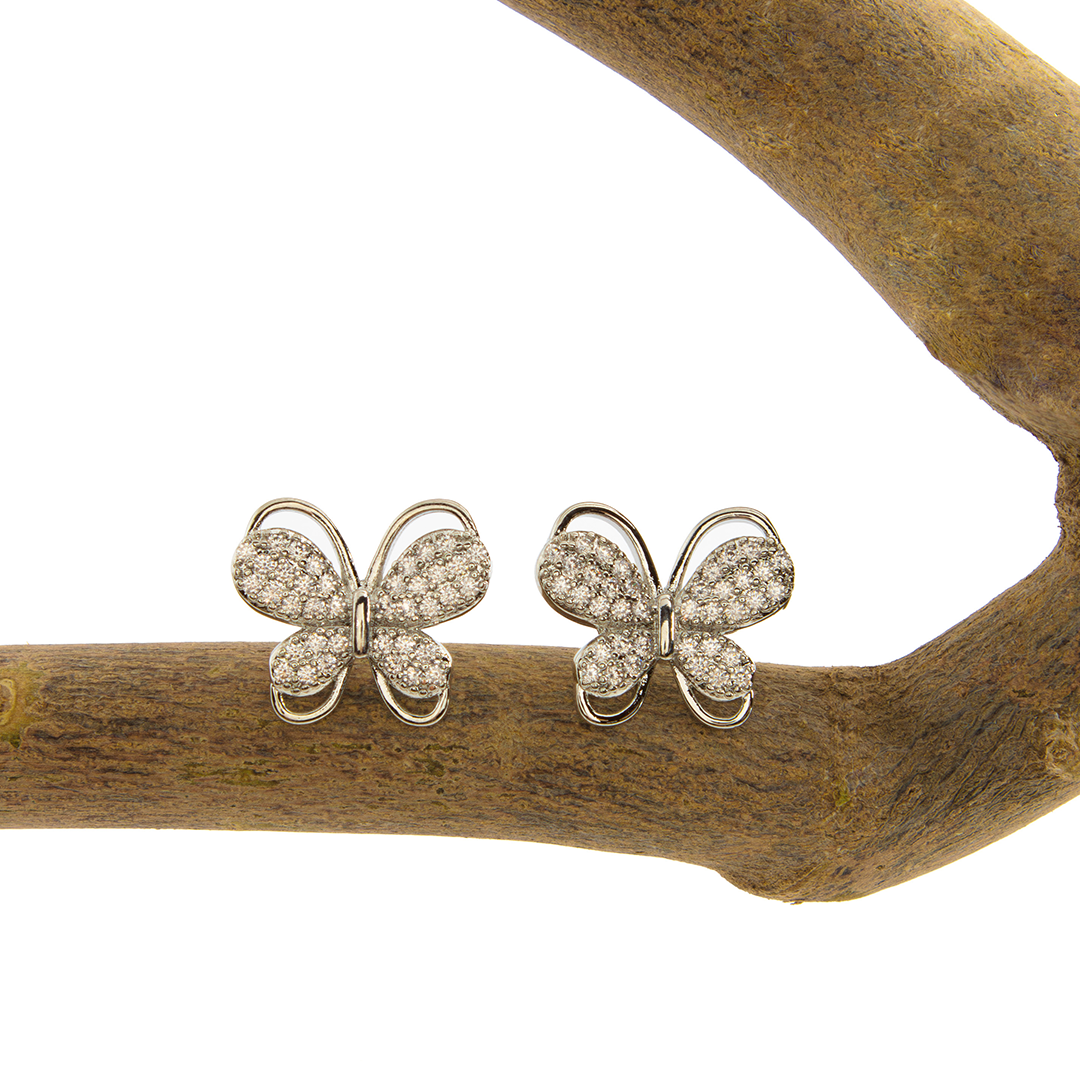 Brinco Borboleta Encanto Cravejado Banhado