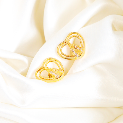 Brinco Coração Nossa Senhora Banhado Cravejado