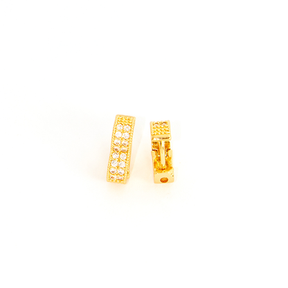 Brinco Argola Coração Duplo Cravejado Banhado