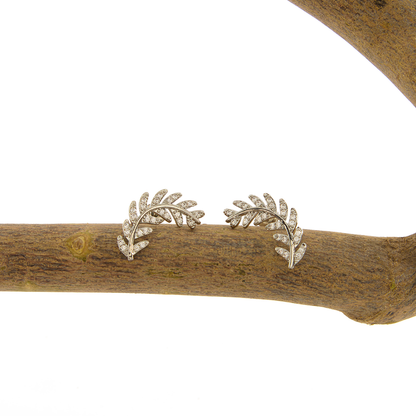 Brinco Folha Curvado Cravejado Banhado