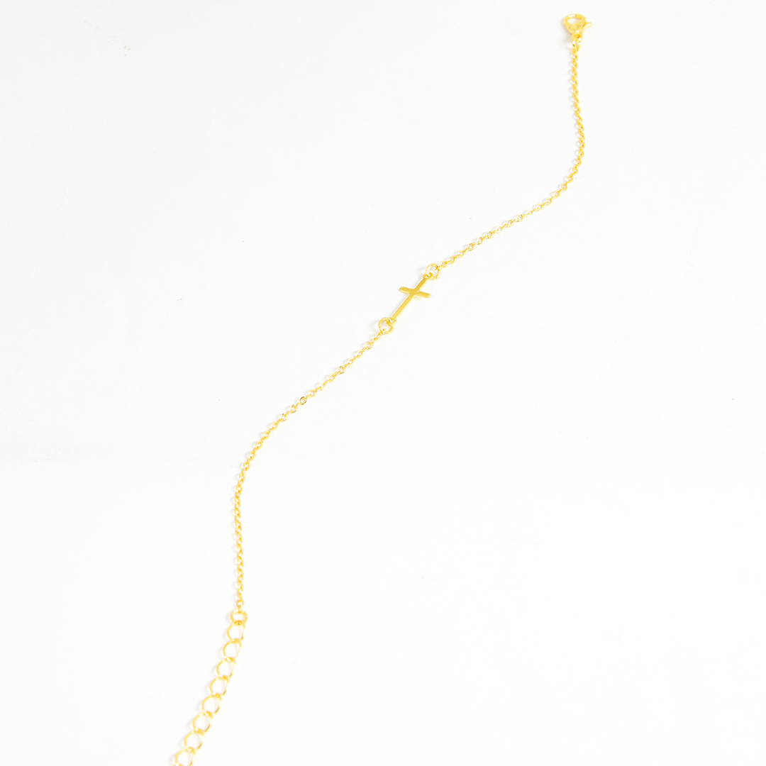 Pulseira Mini Cruz Lisa Banhada A Ouro