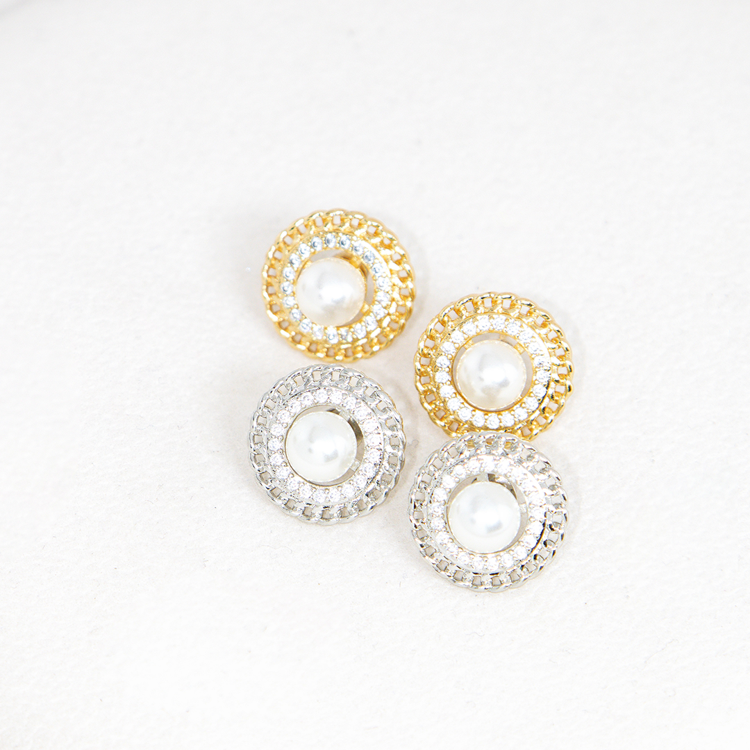 Brinco Roda de Luz com Pérola Banhado