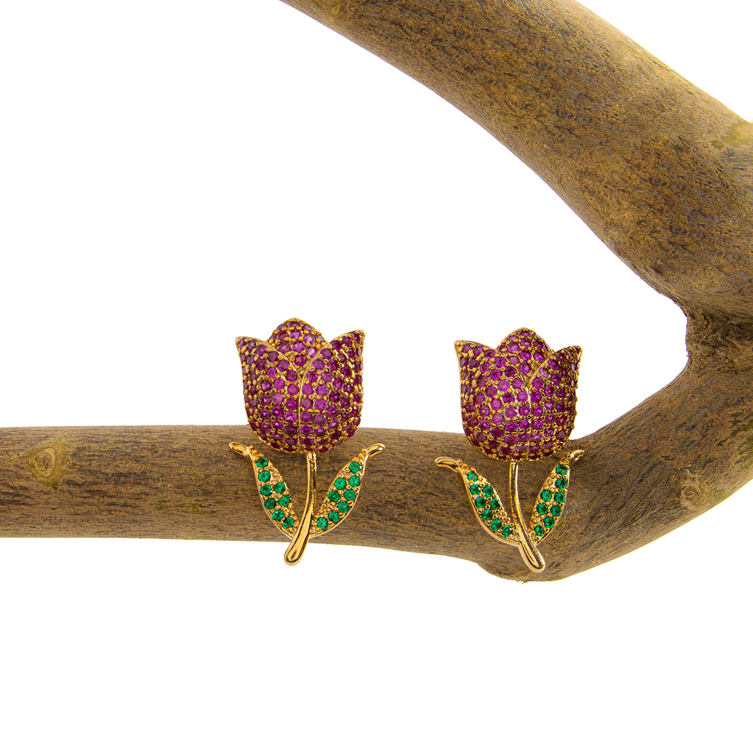 Brinco de Flor Cravejada de Zircônias