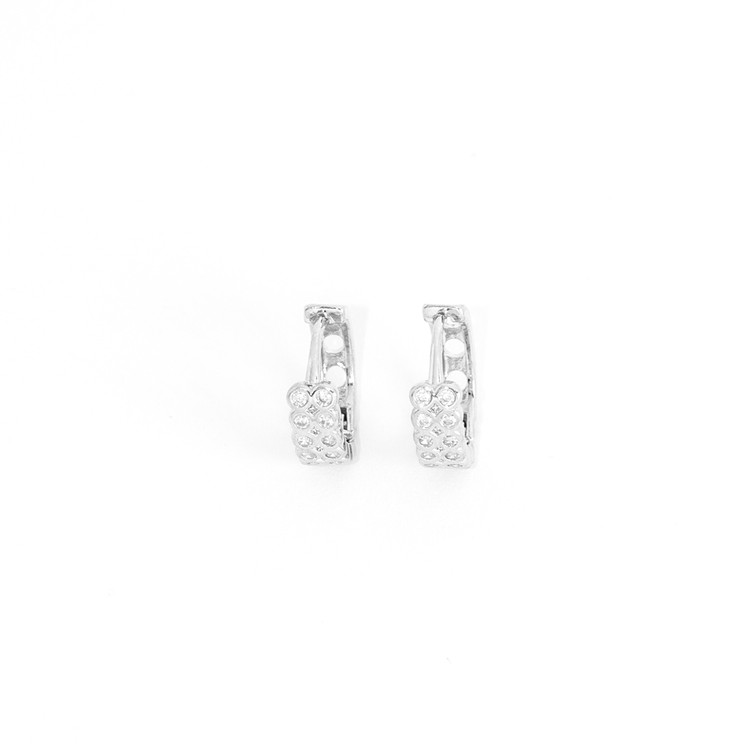 Brinco Argola Duplo Cravejado Banhado A Prata