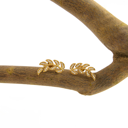 Brinco Earcuff Ramos Cravejado Banhado