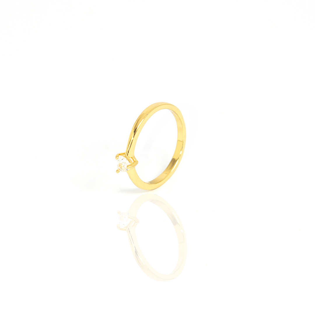 Anel Solitário Coração Banhado A Ouro