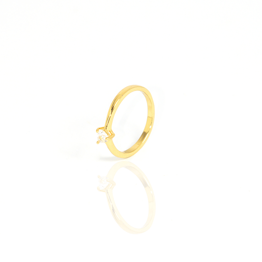 Anel Solitário Coração Banhado A Ouro