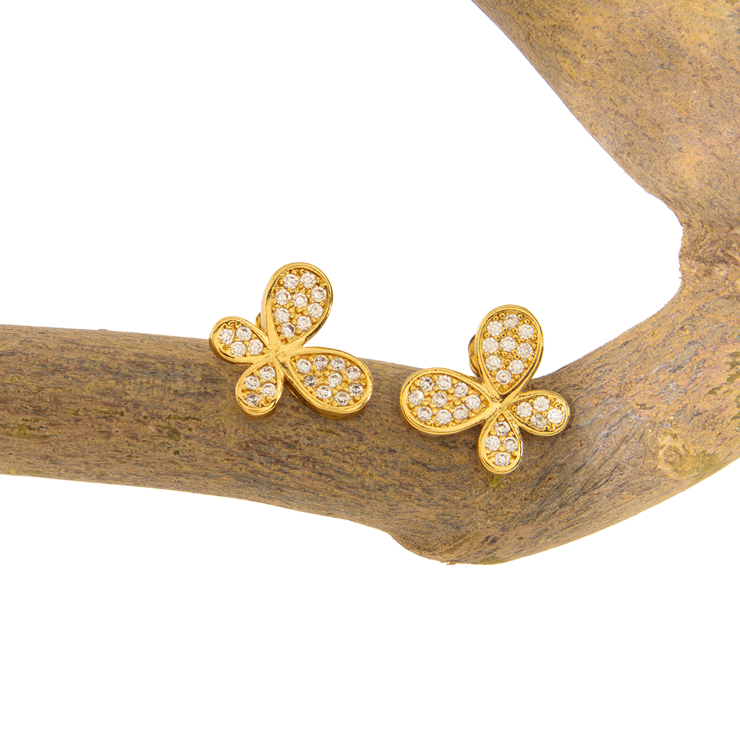 Brinco Borboleta Luz Cravejada Banhado