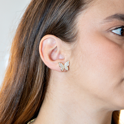 Brinco Borboleta Brilho de Luz Banhado