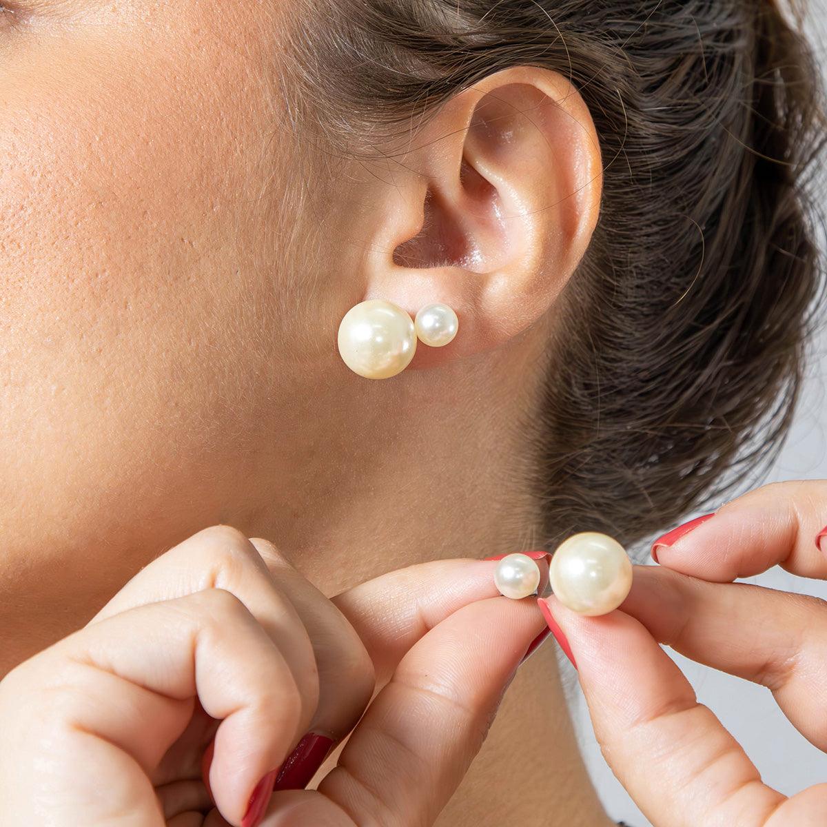 Brinco Pérola 10mm Pino Aço Inoxidável