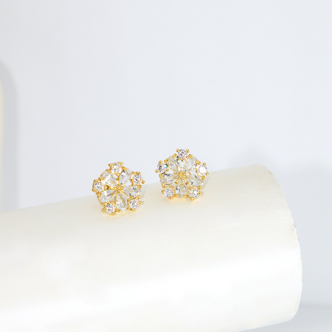 Conjunto Flor de Luz Cravejado Banhado