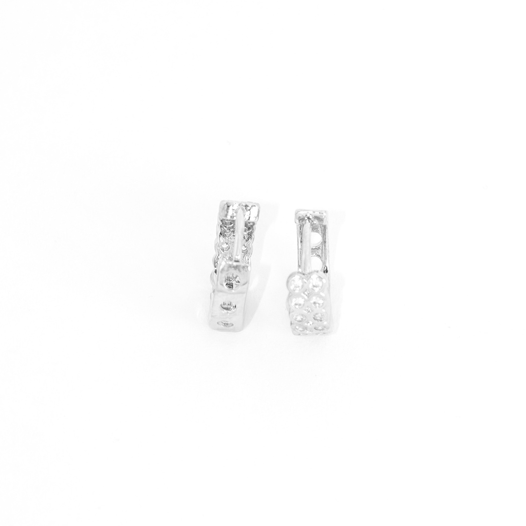 Brinco Argola Duplo Cravejado Banhado A Prata