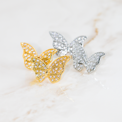 Brinco Borboleta Media Cravejada Banhado