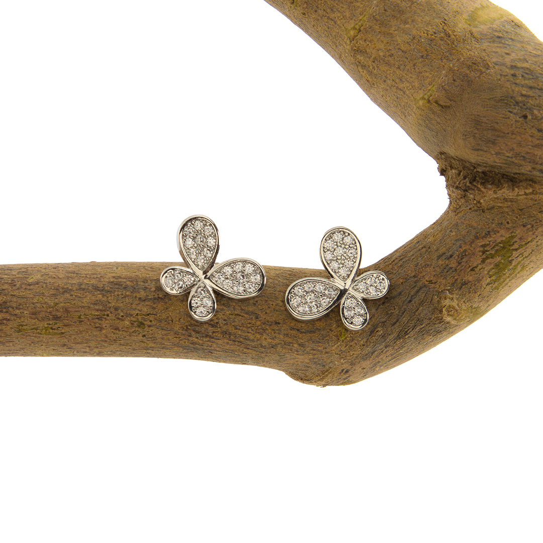 Brinco Borboleta Luz Cravejada Banhado