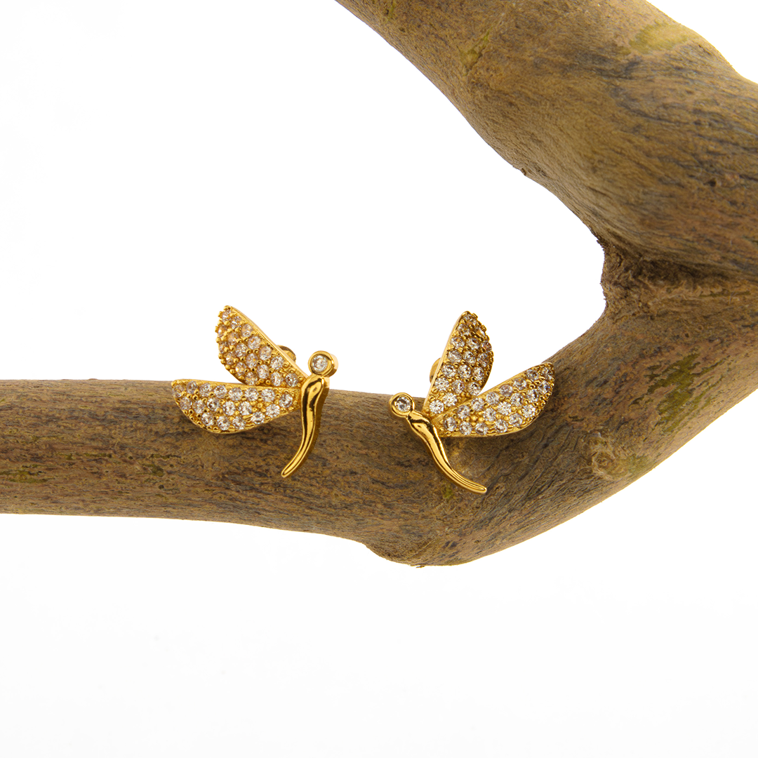 Brinco Libélula Cravejada Banhado