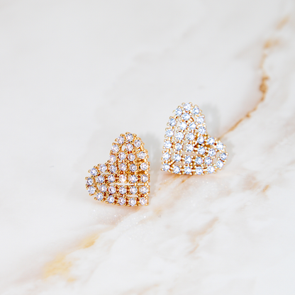 Brinco Coração Cravejado Com Zircônia Banhado