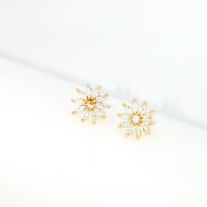 Conjunto Flor Solar Cravejado Banhado