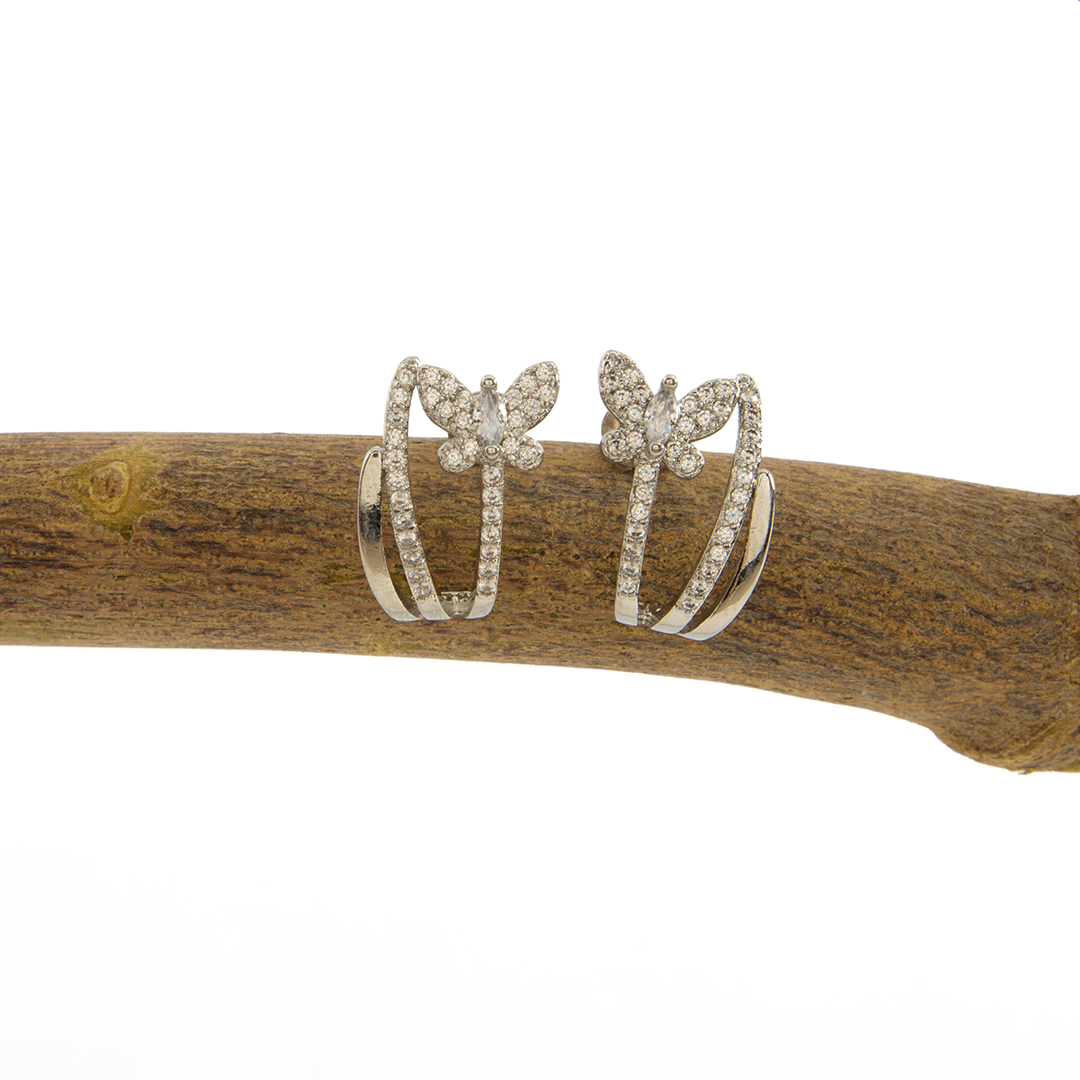 Brinco Brilho De Borboleta Cravejado Banhado