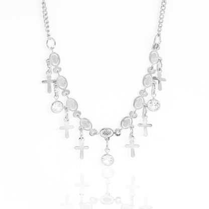 Colar Cruz Com Cristais Banhado