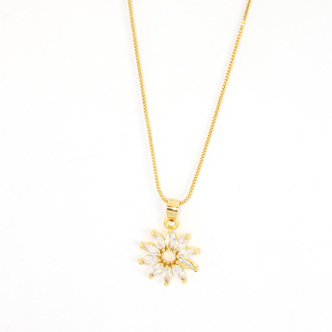 Conjunto Flor Solar Cravejado Banhado