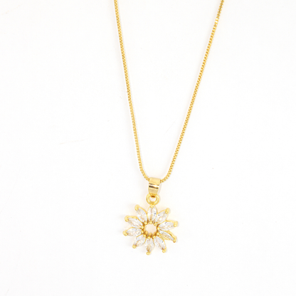 Conjunto Flor Solar Cravejado Banhado