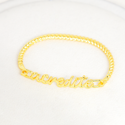 Bracelete Acredite Torcido Banhado A Ouro