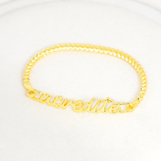 Bracelete Acredite Torcido Banhado A Ouro