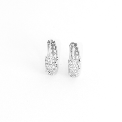 Brinco Argola Oval Cravejado Banhado A Prata