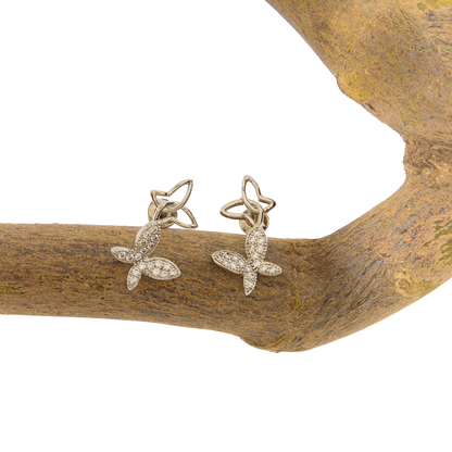 Brinco Dupla Borboleta Cravejado Banhado