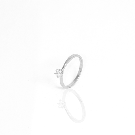 Anel Solitário Redondo Banhado A Prata