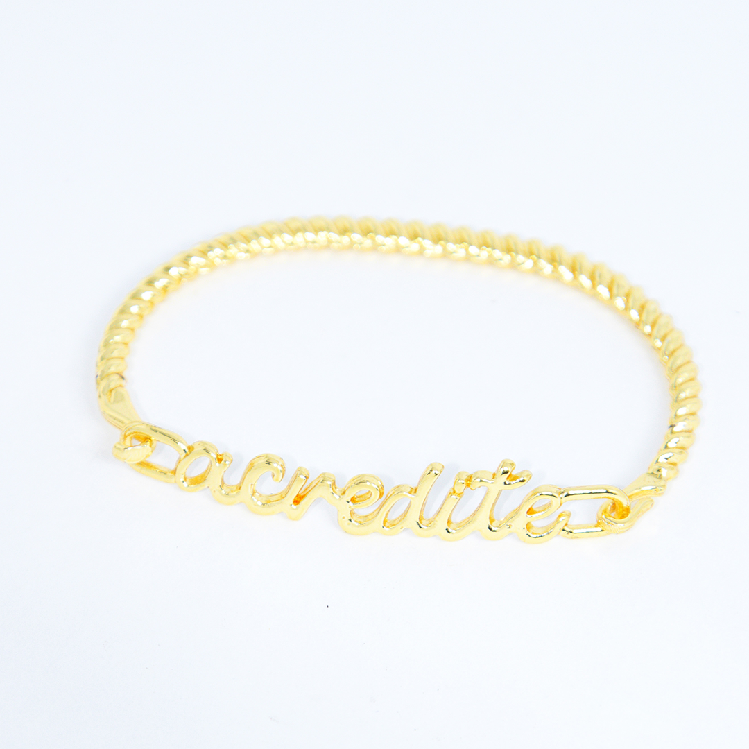 Bracelete Acredite Torcido Banhado A Ouro