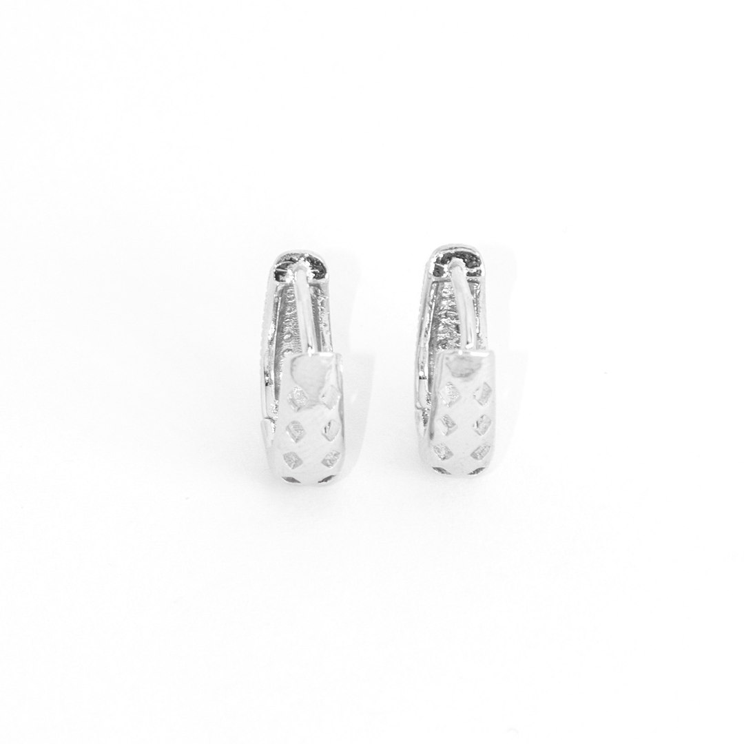 Brinco Argola Oval Cravejado Banhado A Prata