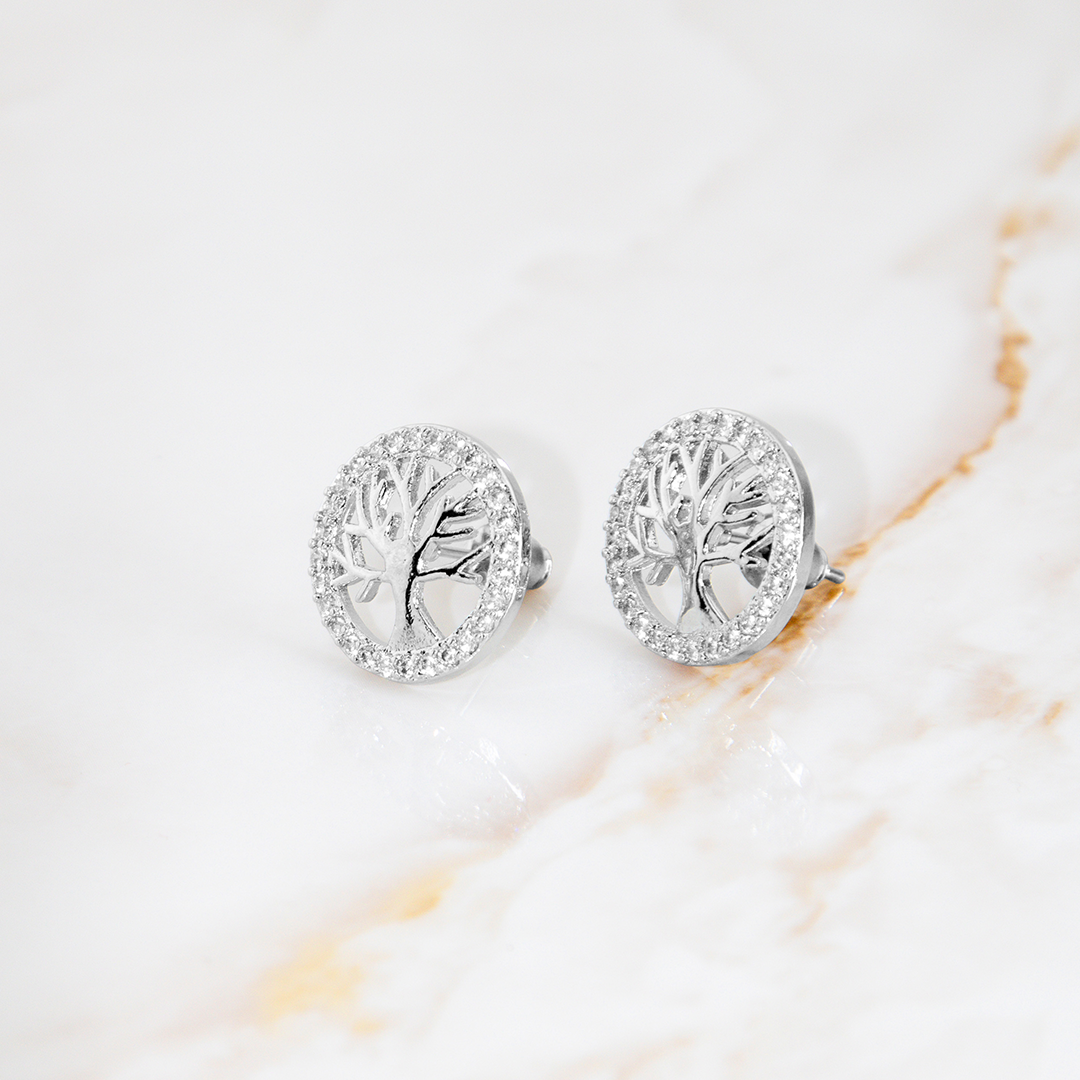 Brinco Redondo Galho Cravejado Banhado