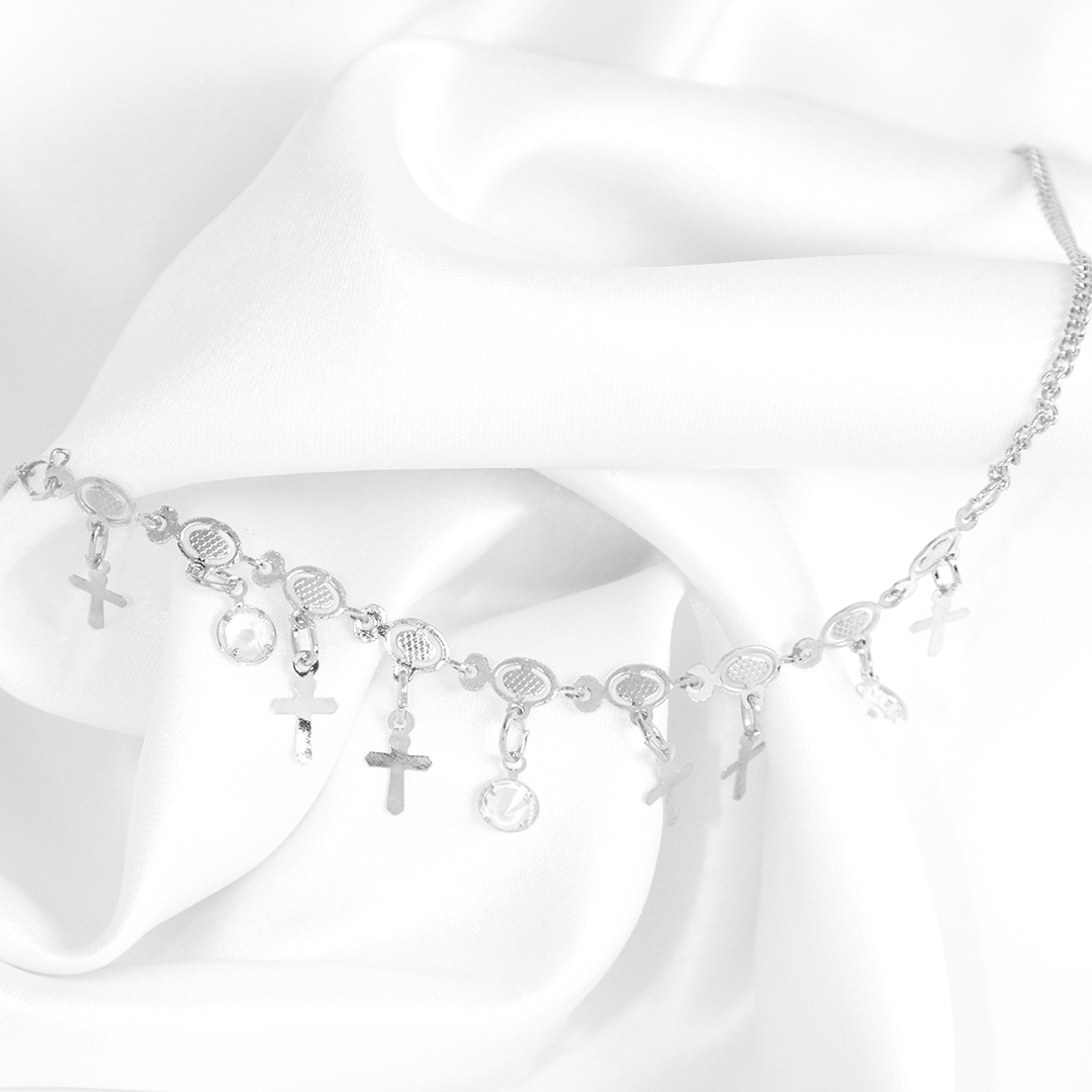 Colar Cruz Com Cristais Banhado