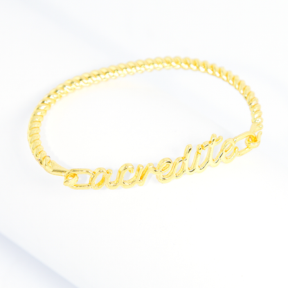 Bracelete Acredite Torcido Banhado A Ouro