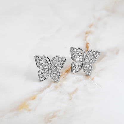 Brinco Borboleta Brilhante Cravejado E Banhado