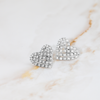 Brinco Coração Cravejado Com Zircônia Banhado