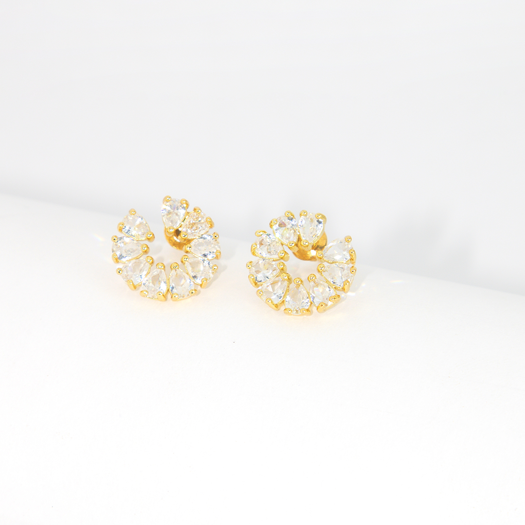 Conjunto Brilho Floral Cravejado Banhado