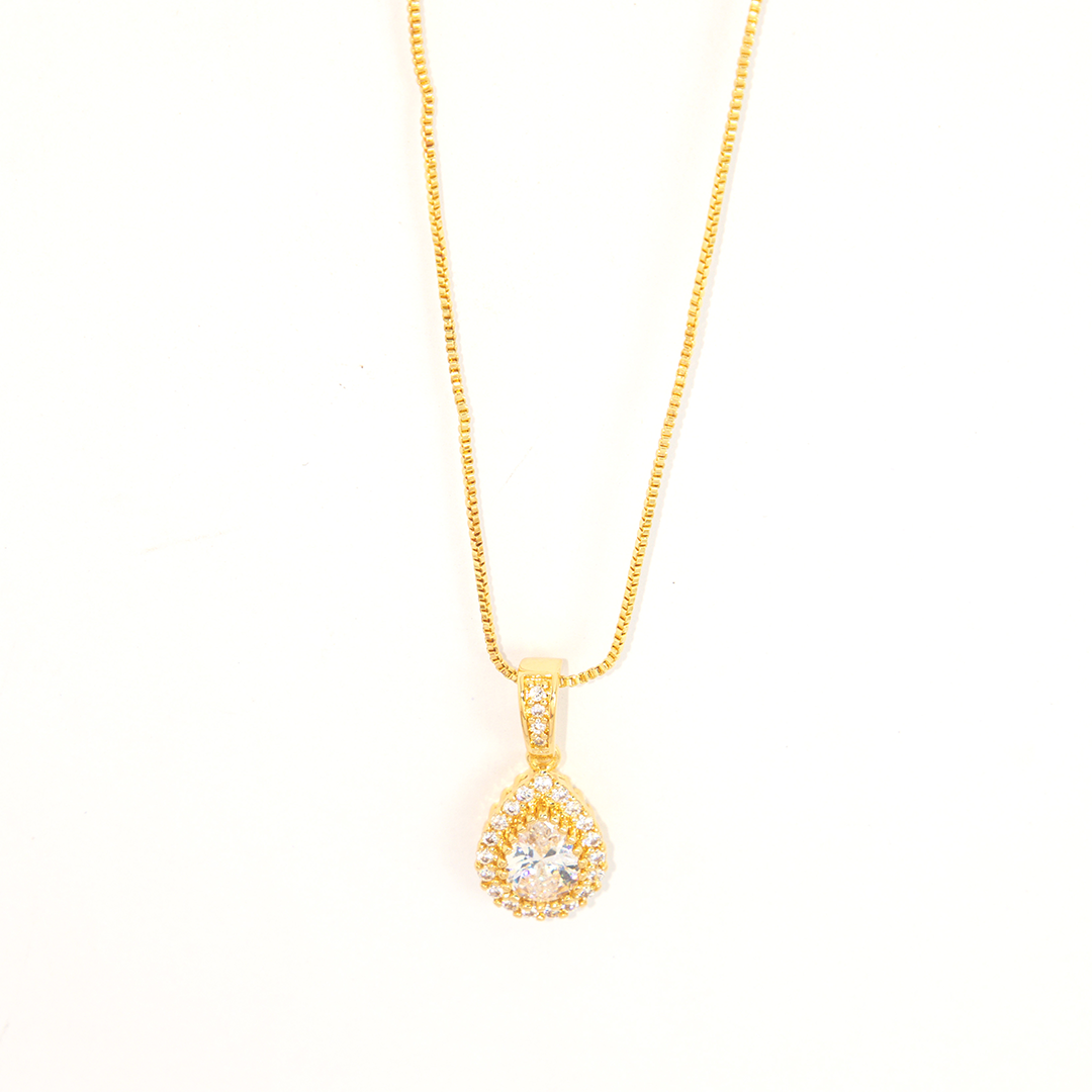 Conjunto Gota Brilhante Pequena Cravejado Banhado