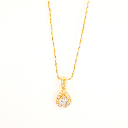 Conjunto Gota Brilhante Pequena Cravejado Banhado