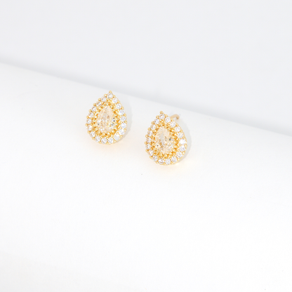 Conjunto Gota Brilhante Pequena Cravejado Banhado