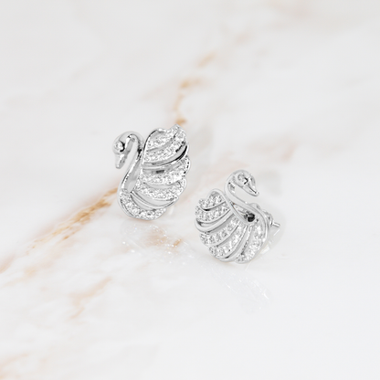 Brinco Cisne Brilhante Cravejado Banhado