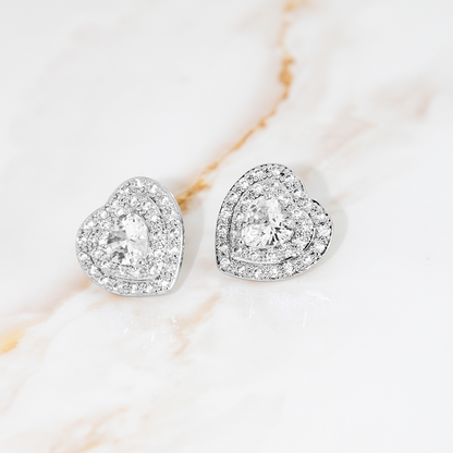 Brinco Coração Cravejado Banhado